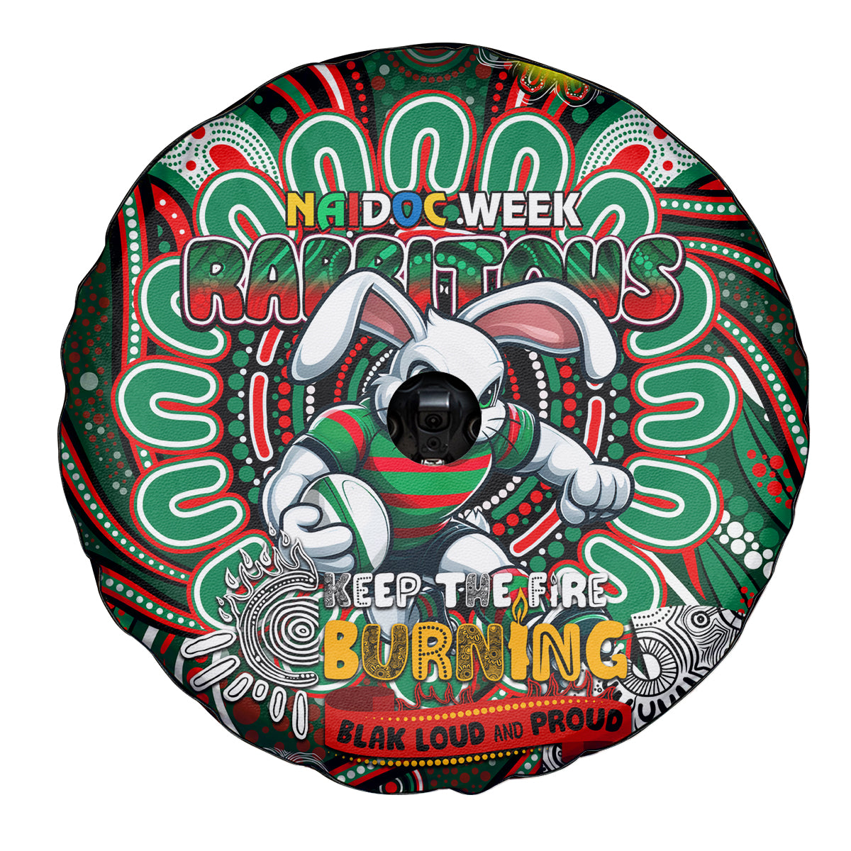 NAIDOC Week 2024 Rabbitohs Spare Tire Cover Mascot Rugby