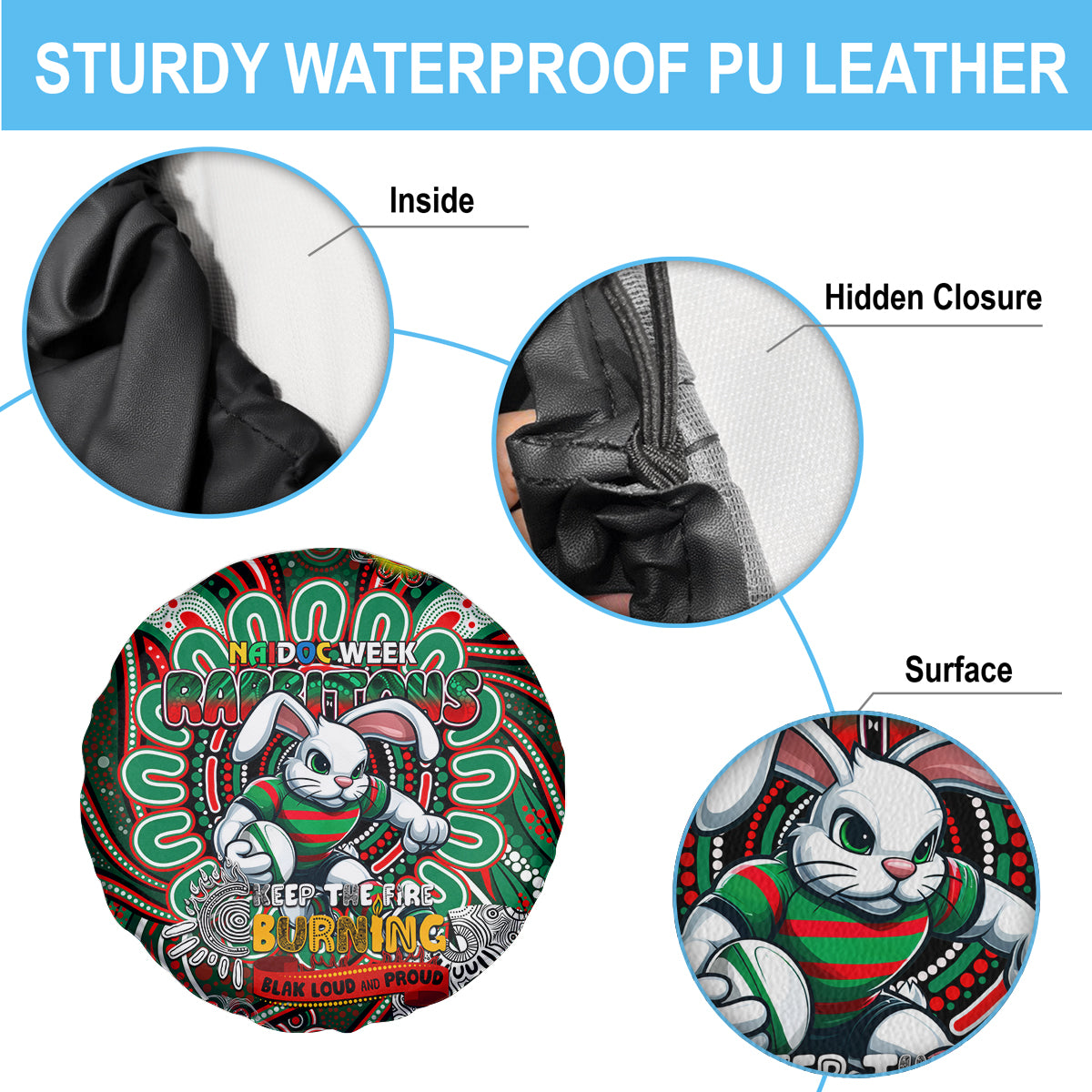 NAIDOC Week 2024 Rabbitohs Spare Tire Cover Mascot Rugby
