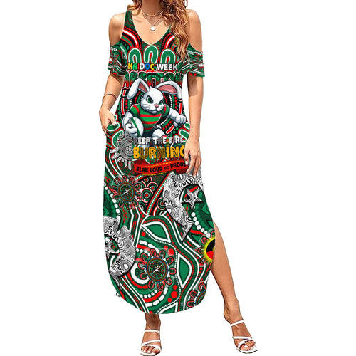 Custom NAIDOC Week 2024 Rabbitohs Summer Maxi Dress Mascot Rugby DT02