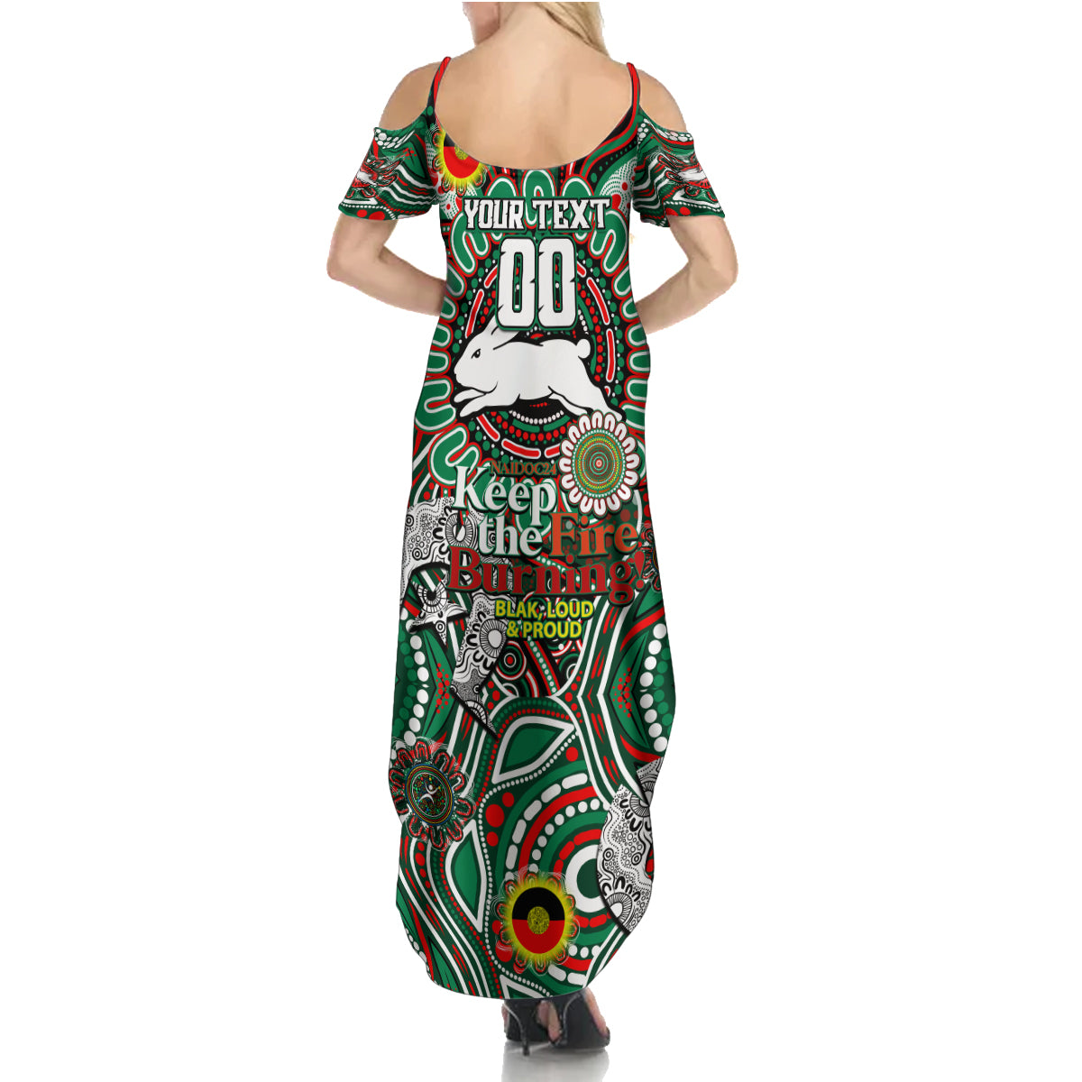 Custom NAIDOC Week 2024 Rabbitohs Summer Maxi Dress Mascot Rugby DT02