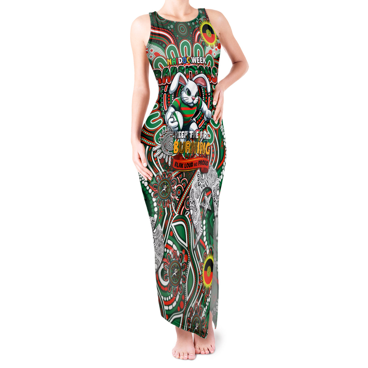 Custom NAIDOC Week 2024 Rabbitohs Tank Maxi Dress Mascot Rugby DT02