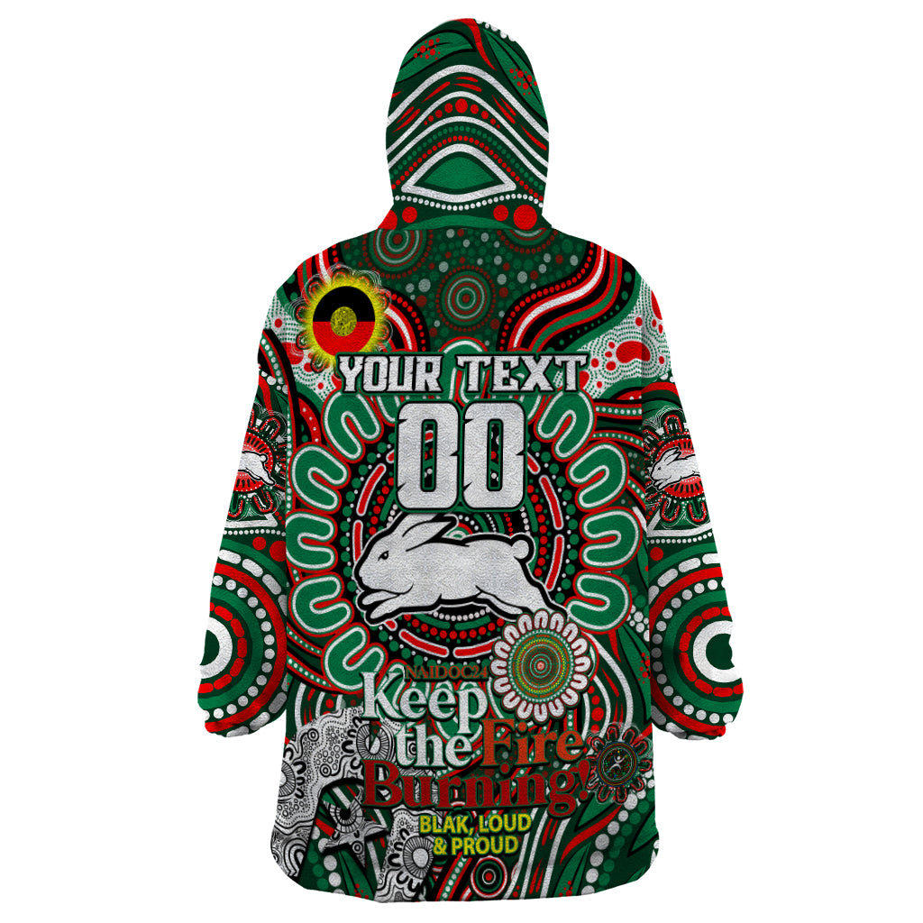 Custom NAIDOC Week 2024 Rabbitohs Wearable Blanket Hoodie Mascot Rugby DT02