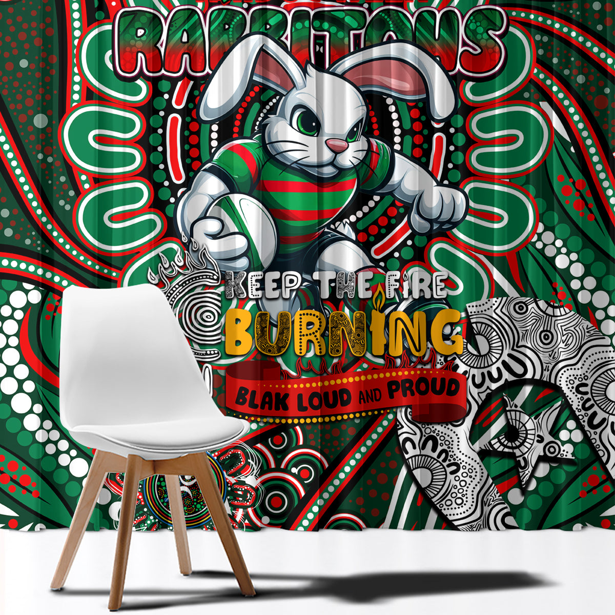 NAIDOC Week 2024 Rabbitohs Window Curtain Mascot Rugby