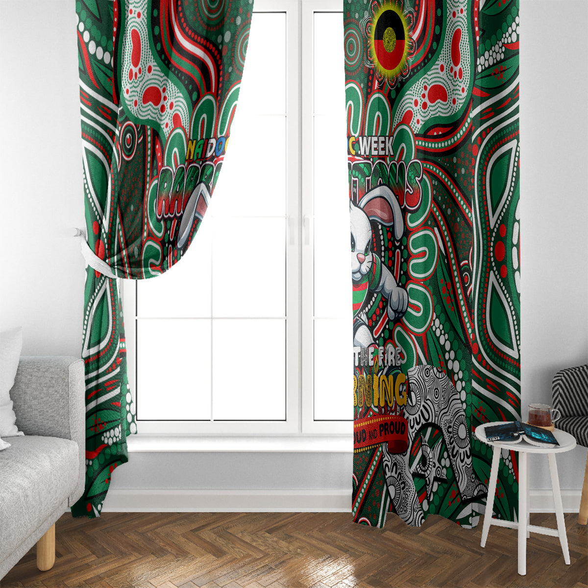 NAIDOC Week 2024 Rabbitohs Window Curtain Mascot Rugby