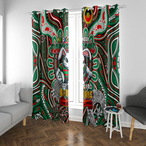 NAIDOC Week 2024 Rabbitohs Window Curtain Mascot Rugby