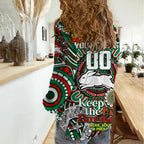 Custom NAIDOC Week 2024 Rabbitohs Women Casual Shirt Mascot Rugby DT02
