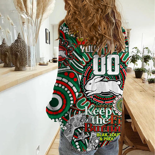 Custom NAIDOC Week 2024 Rabbitohs Women Casual Shirt Mascot Rugby DT02