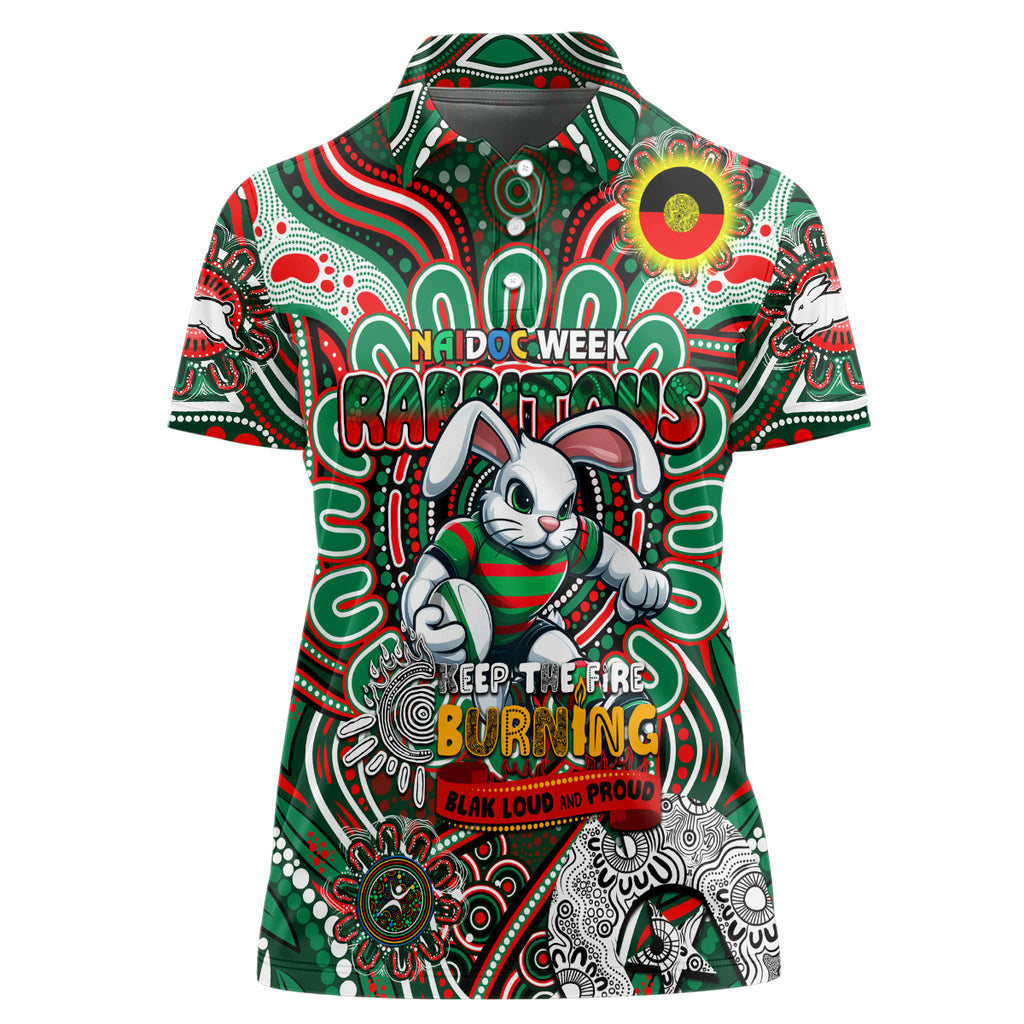 Custom NAIDOC Week 2024 Rabbitohs Women Polo Shirt Mascot Rugby DT02