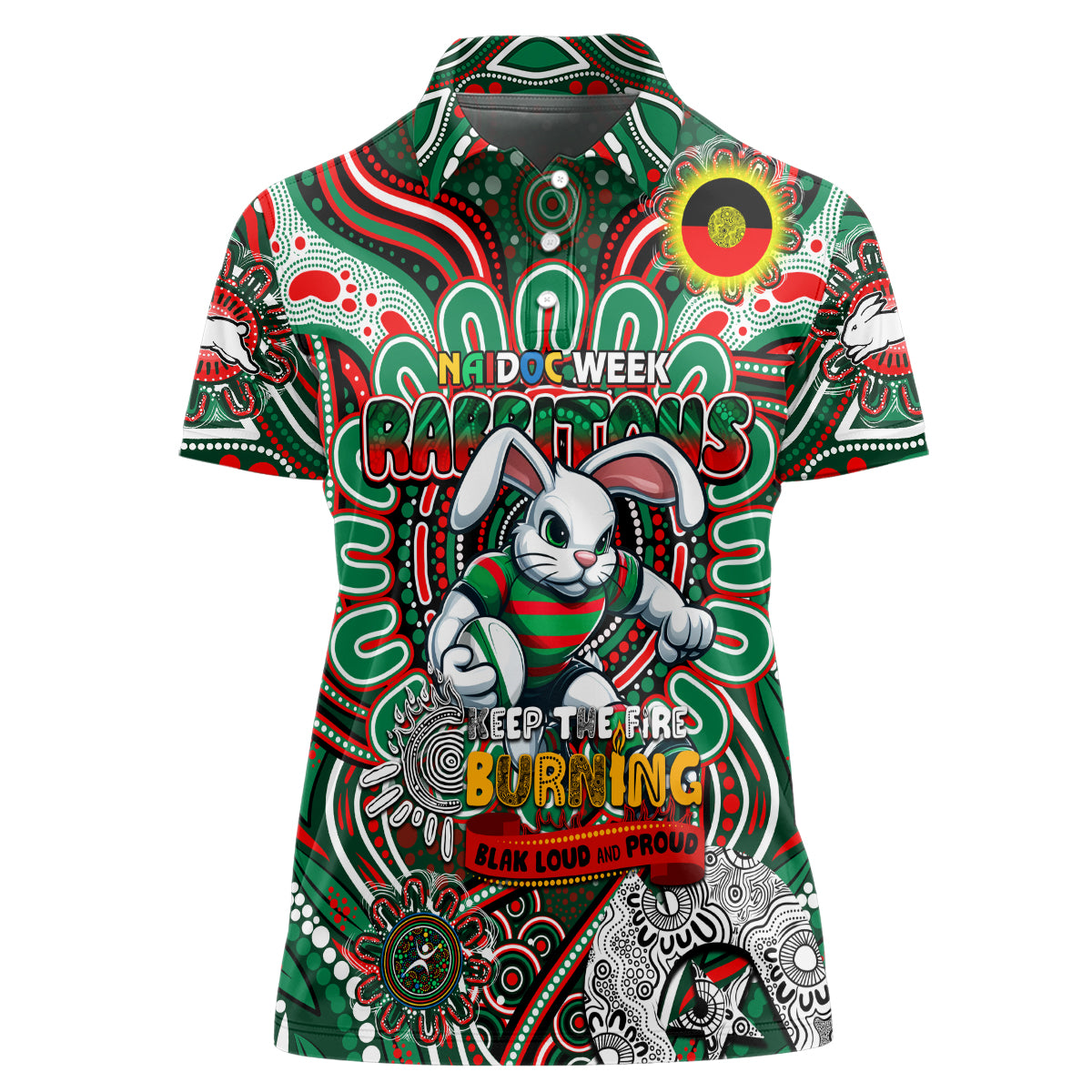 Custom NAIDOC Week 2024 Rabbitohs Women Polo Shirt Mascot Rugby DT02