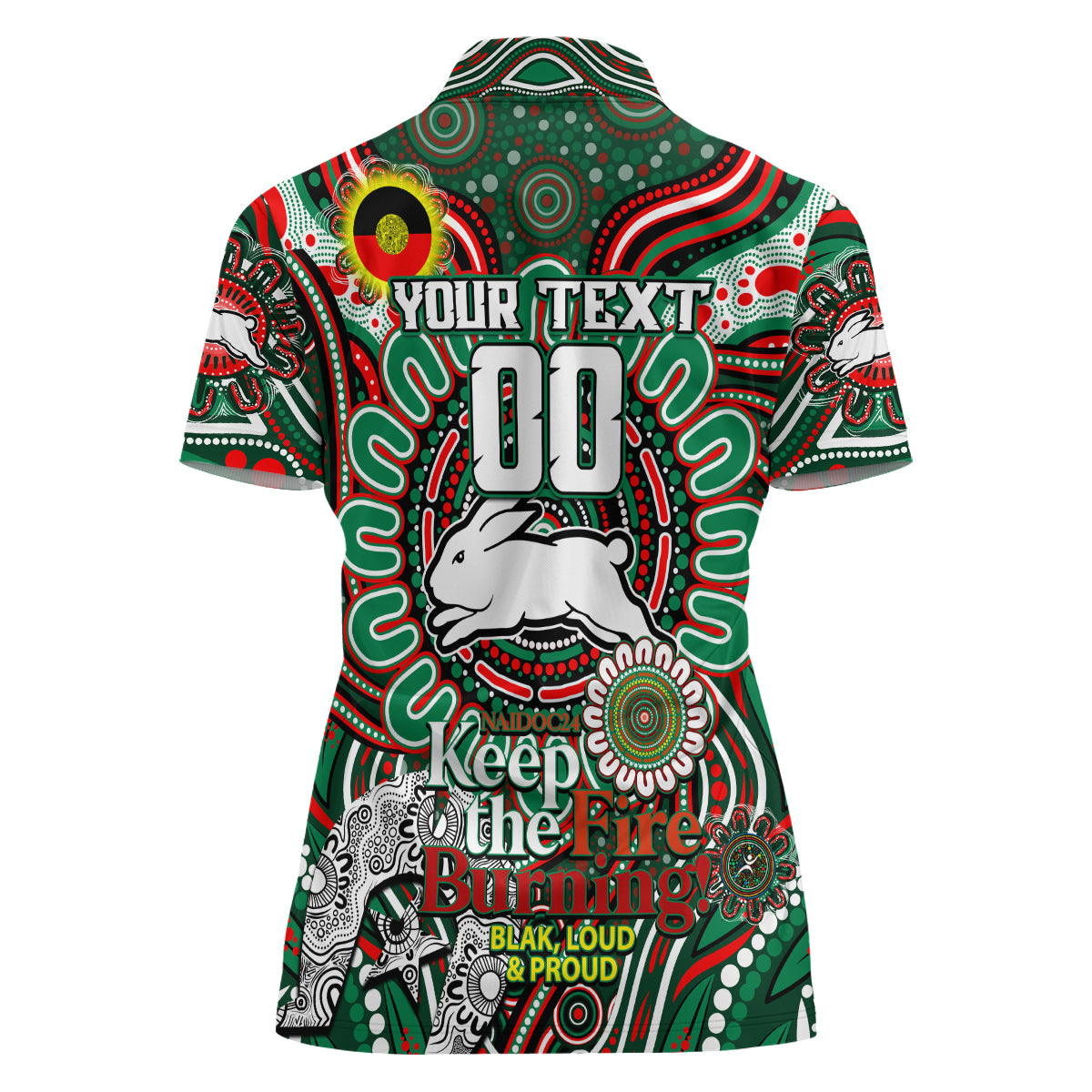 Custom NAIDOC Week 2024 Rabbitohs Women Polo Shirt Mascot Rugby DT02