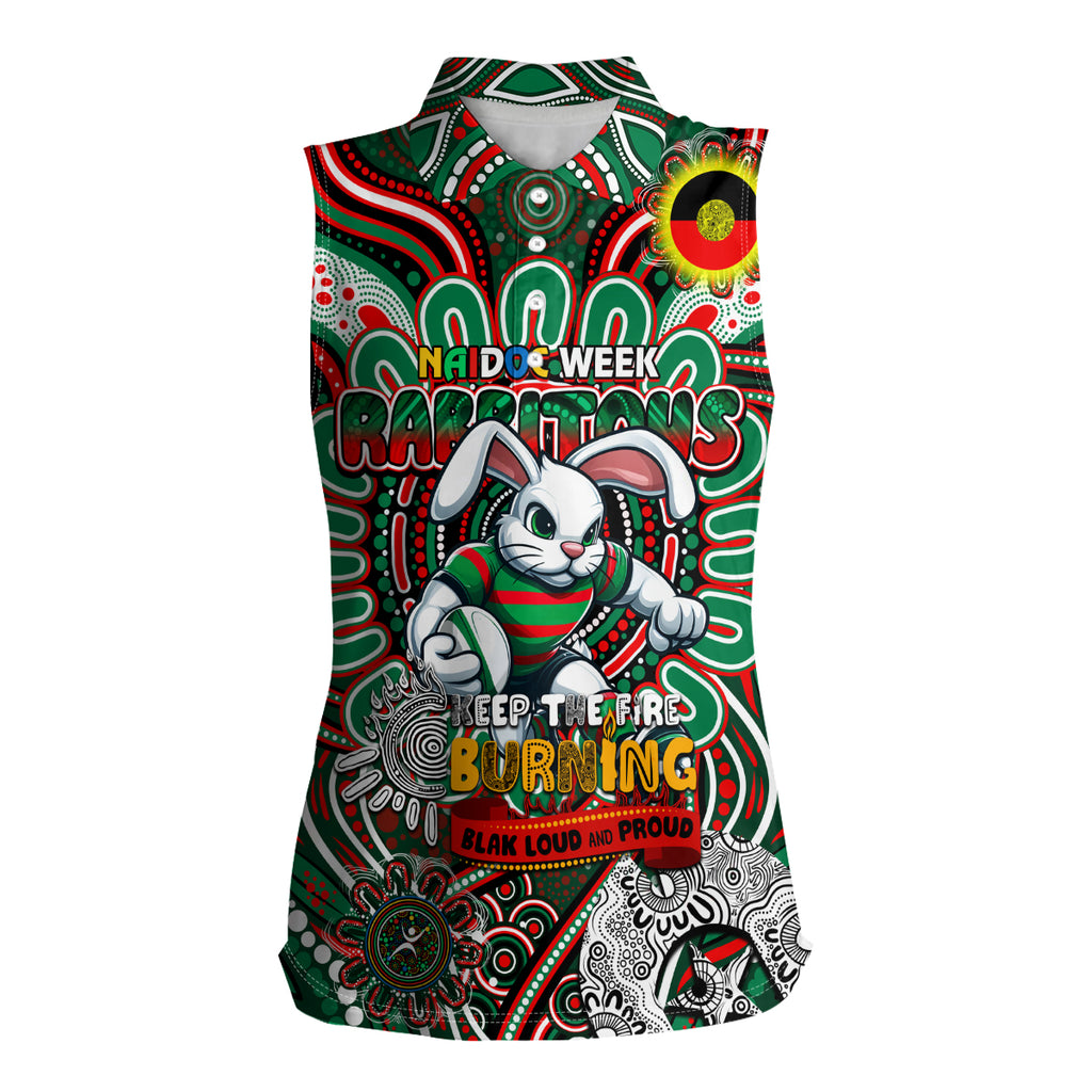 Custom NAIDOC Week 2024 Rabbitohs Women Sleeveless Polo Shirt Mascot Rugby DT02
