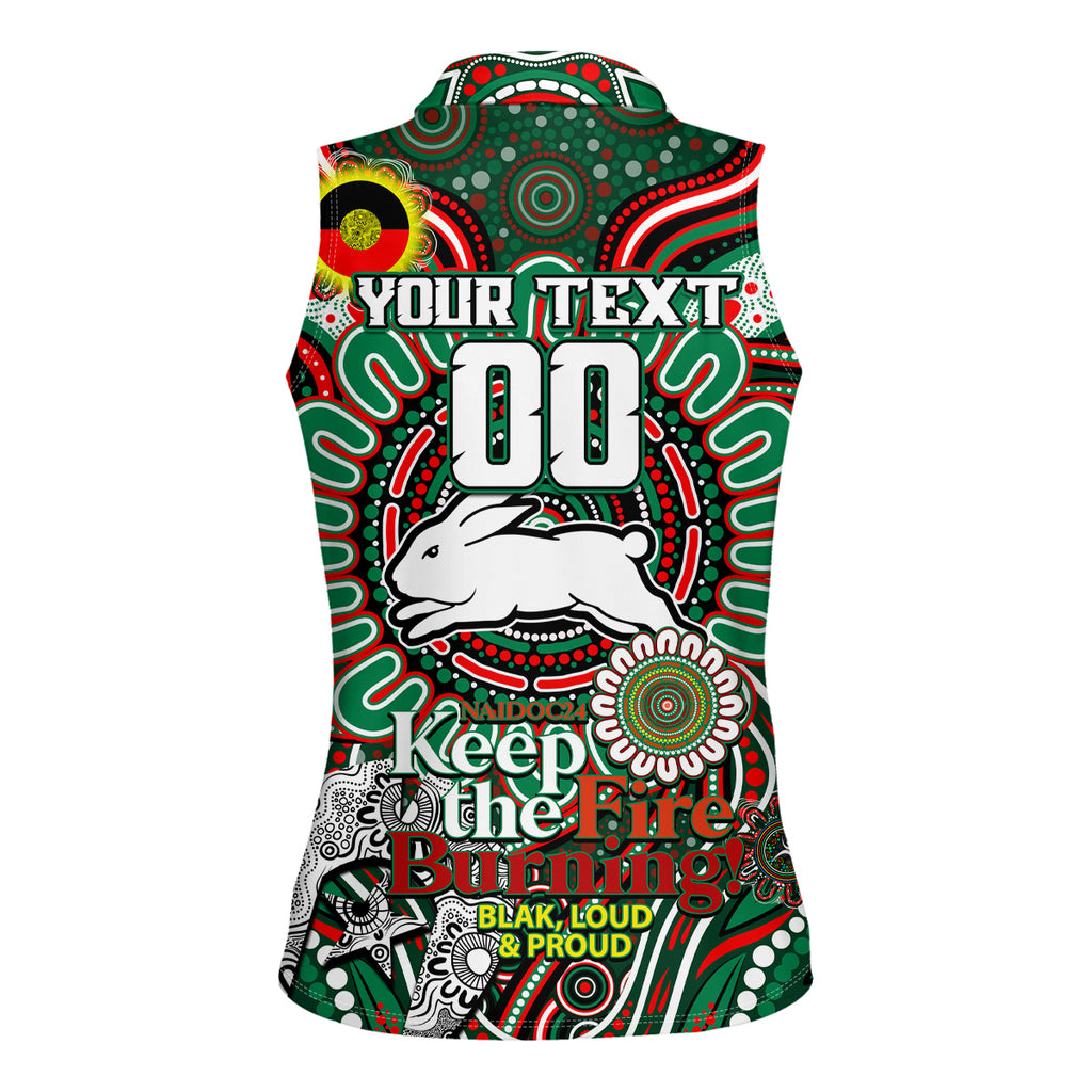 Custom NAIDOC Week 2024 Rabbitohs Women Sleeveless Polo Shirt Mascot Rugby DT02