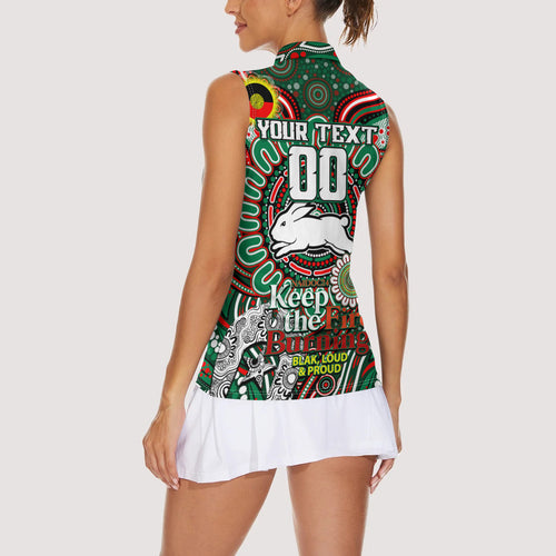 Custom NAIDOC Week 2024 Rabbitohs Women Sleeveless Polo Shirt Mascot Rugby DT02