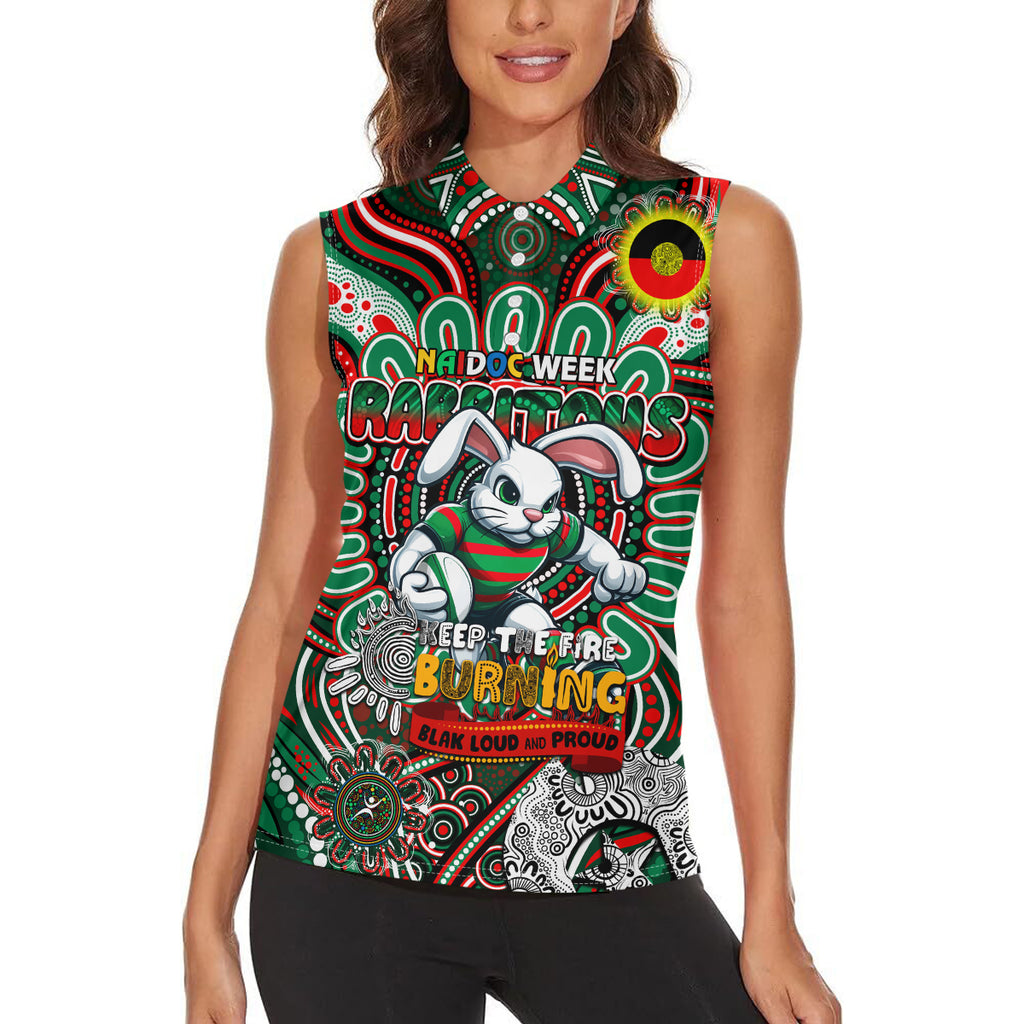 Custom NAIDOC Week 2024 Rabbitohs Women Sleeveless Polo Shirt Mascot Rugby DT02