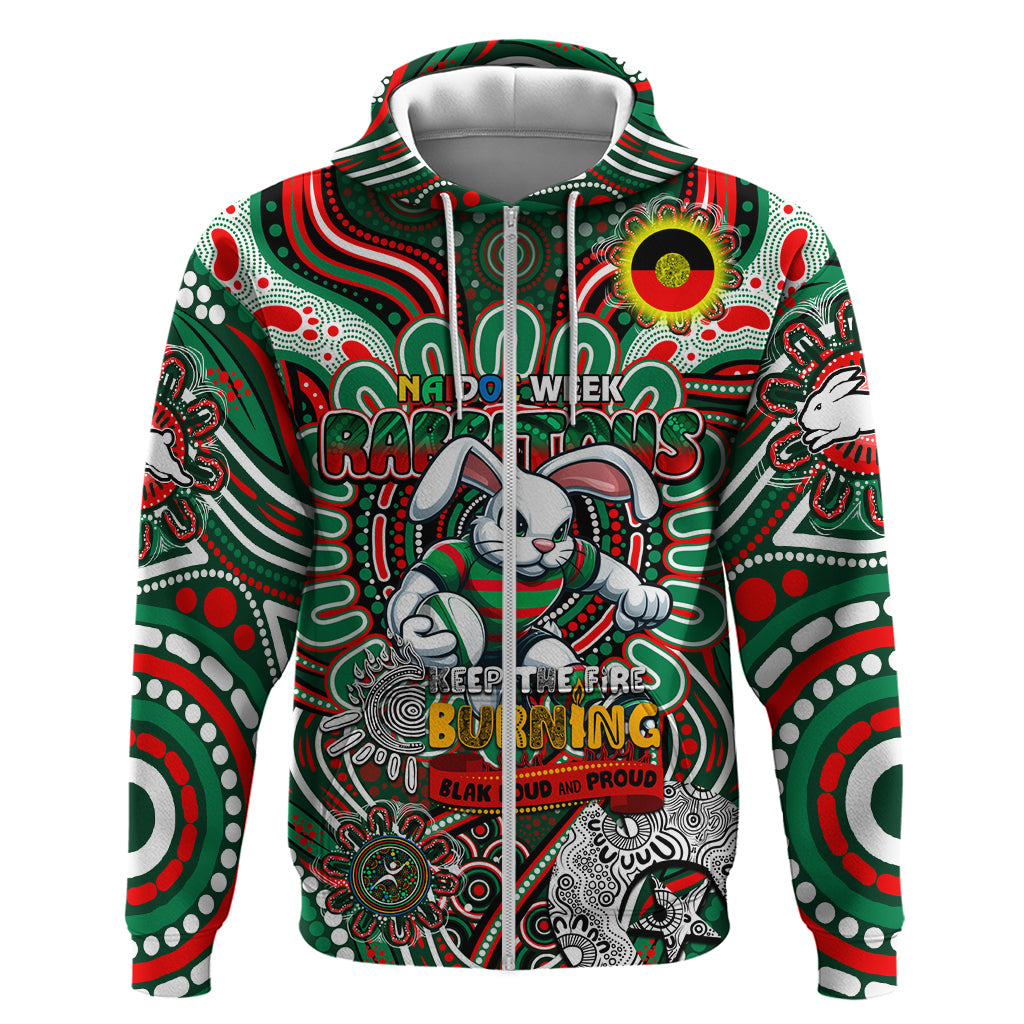 Custom NAIDOC Week 2024 Rabbitohs Zip Hoodie Mascot Rugby DT02