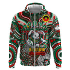 Custom NAIDOC Week 2024 Rabbitohs Zip Hoodie Mascot Rugby DT02