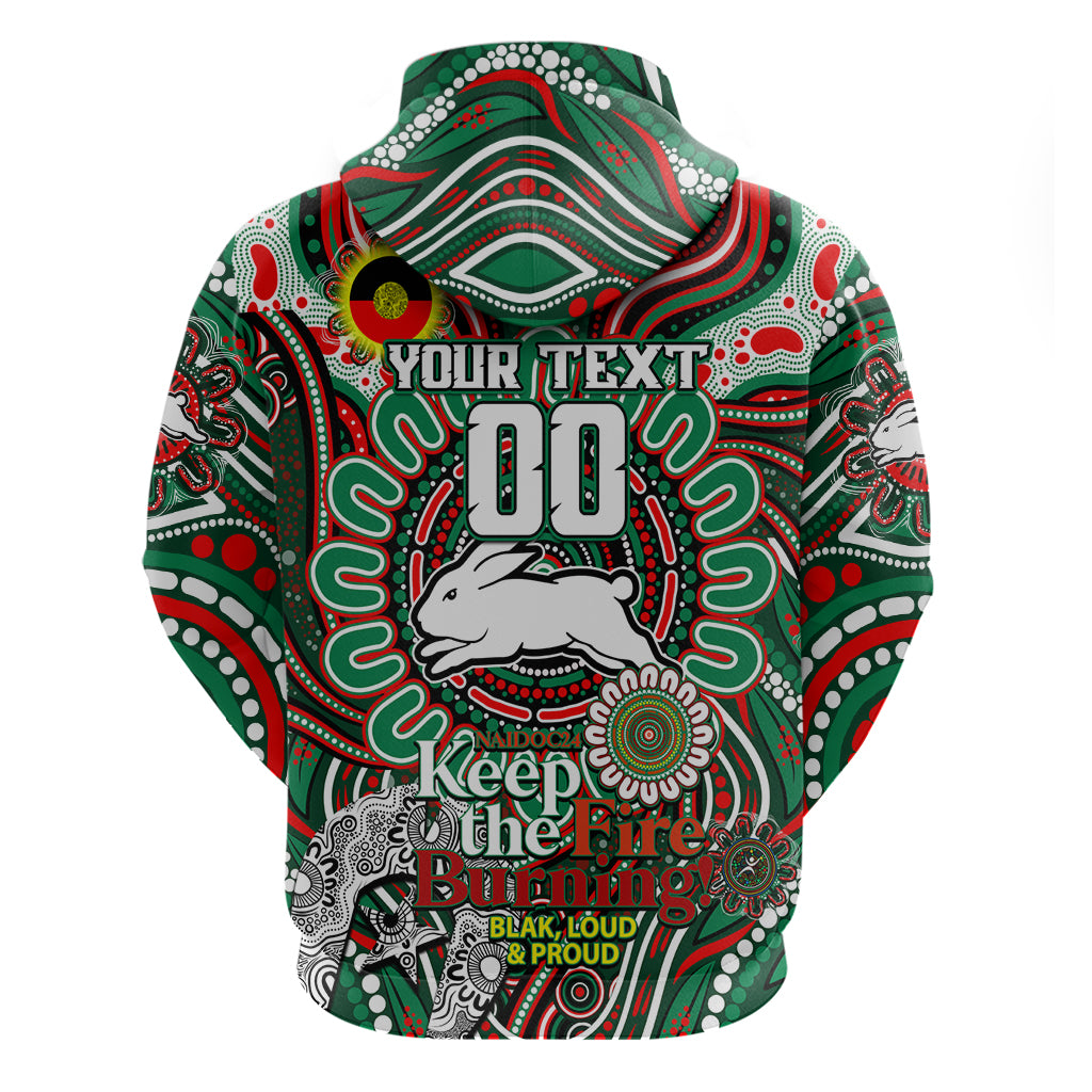 Custom NAIDOC Week 2024 Rabbitohs Zip Hoodie Mascot Rugby DT02