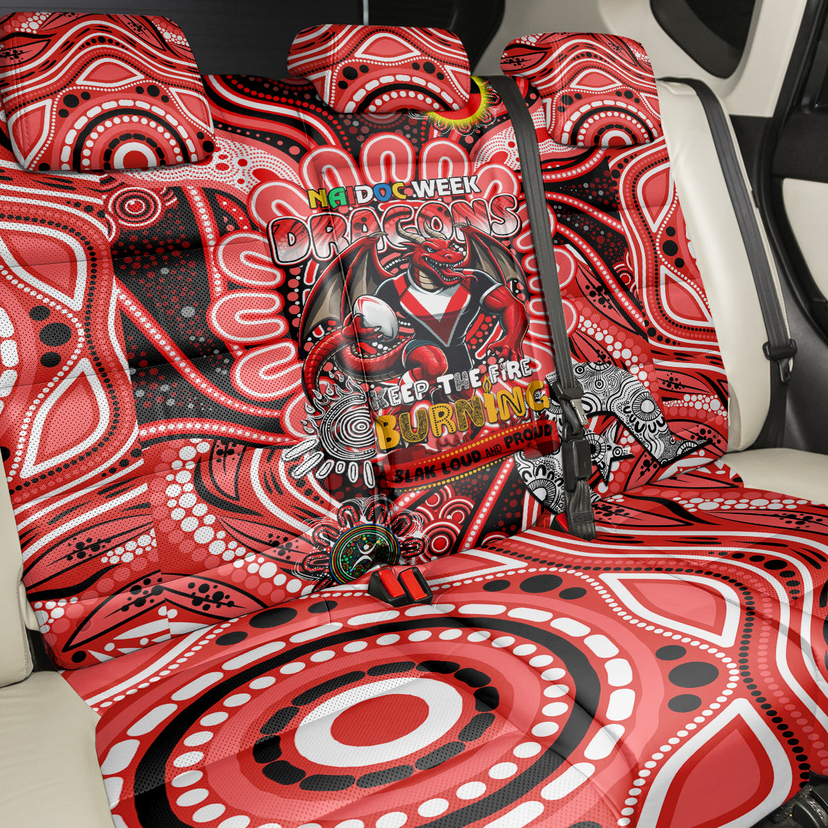 NAIDOC Week 2024 Dragons Back Car Seat Cover Mascot Rugby