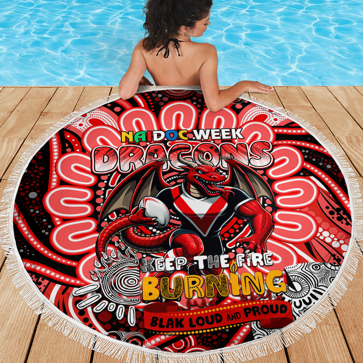 NAIDOC Week 2024 Dragons Beach Blanket Mascot Rugby