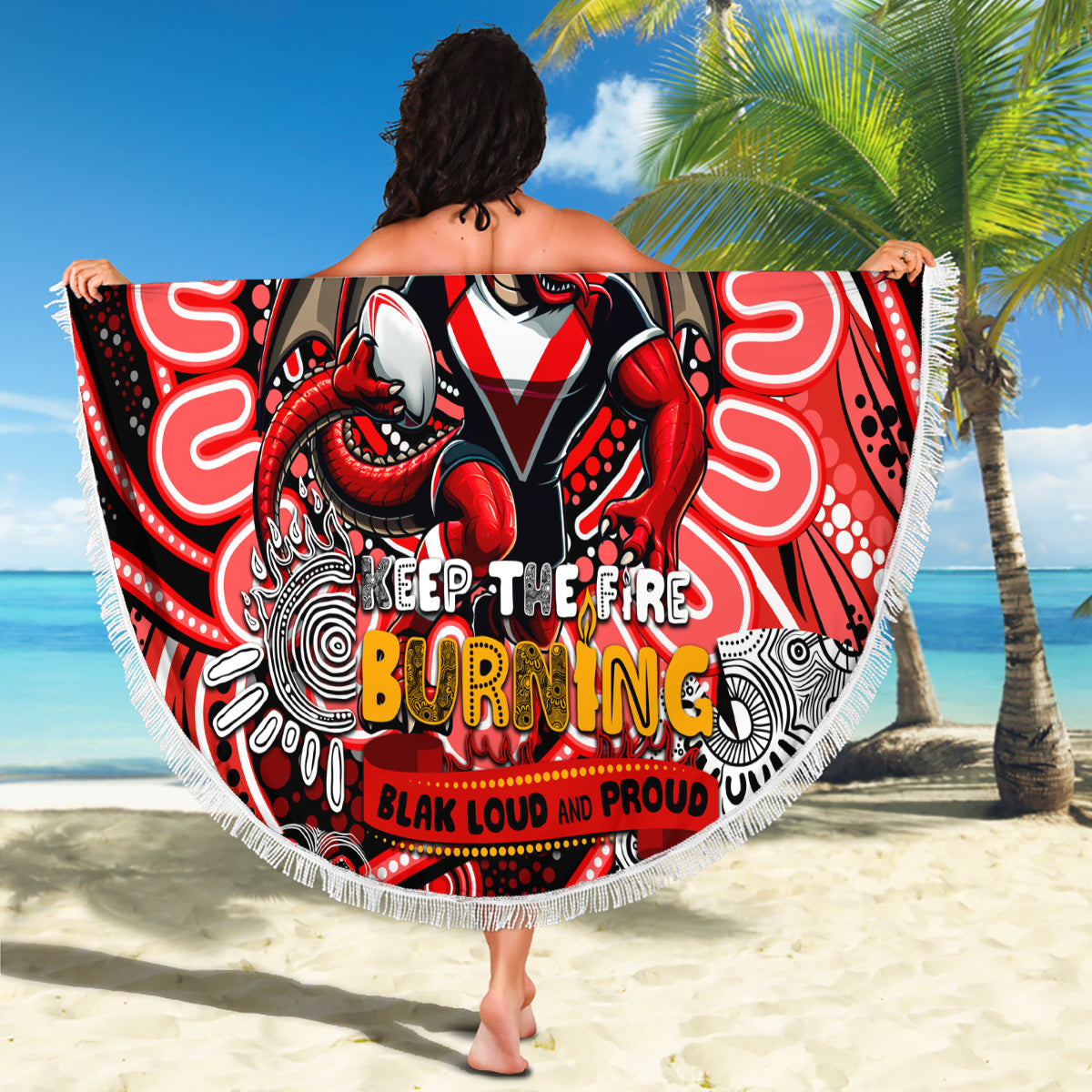 NAIDOC Week 2024 Dragons Beach Blanket Mascot Rugby
