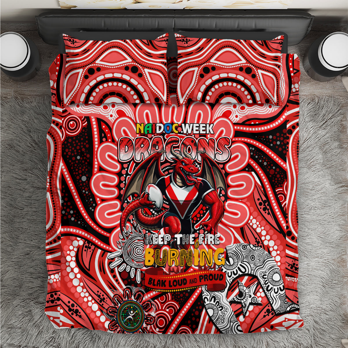 NAIDOC Week 2024 Dragons Bedding Set Mascot Rugby
