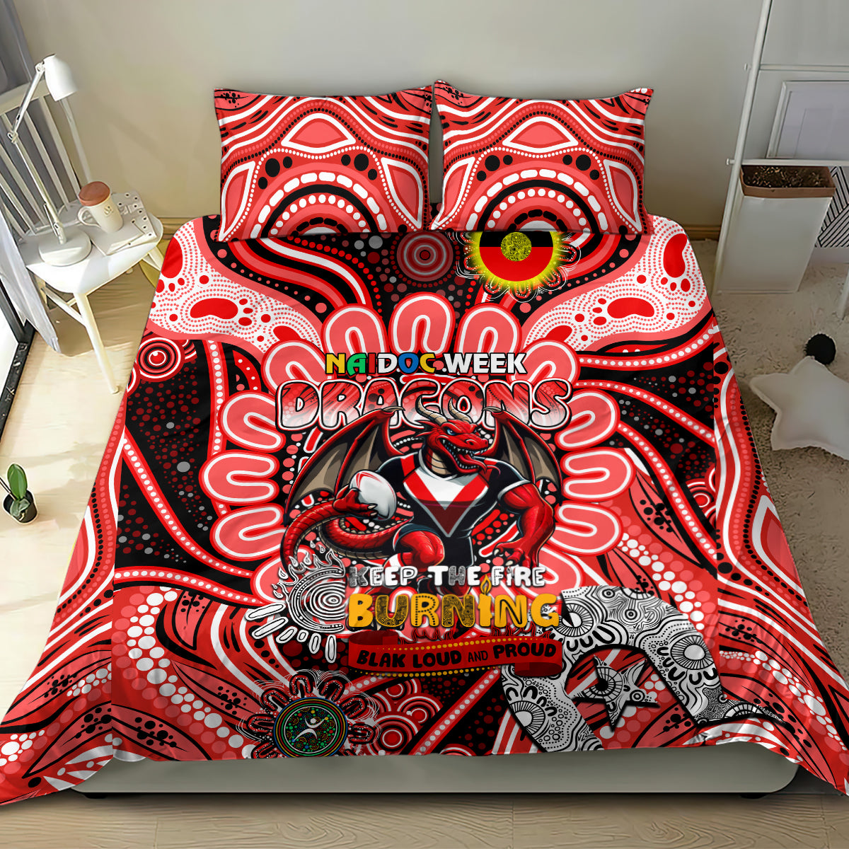 NAIDOC Week 2024 Dragons Bedding Set Mascot Rugby