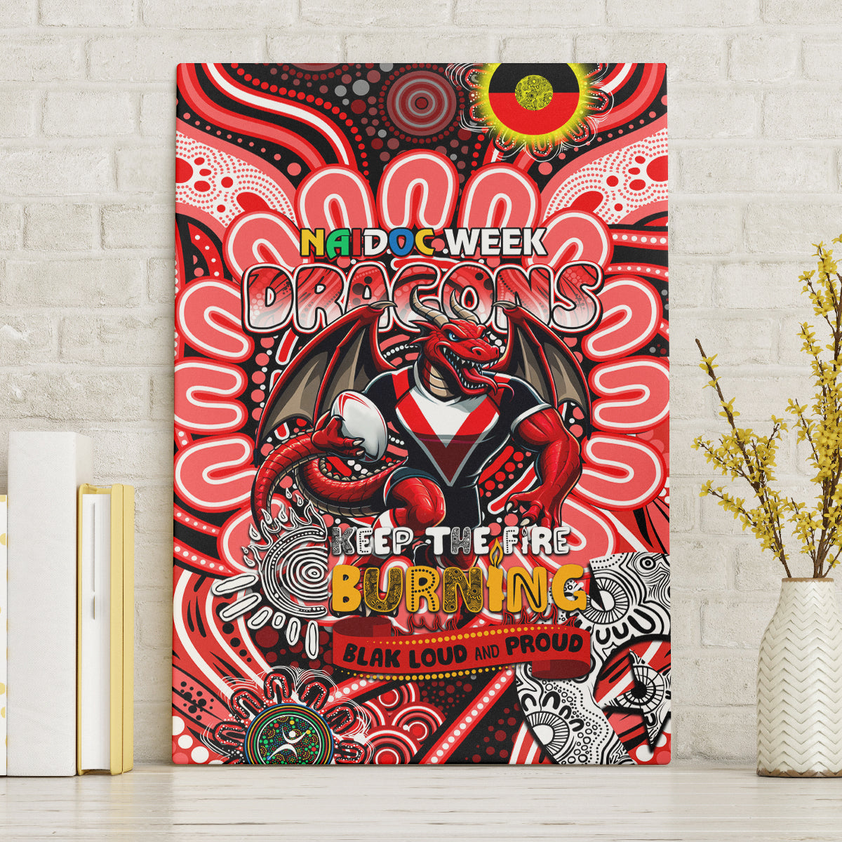 NAIDOC Week 2024 Dragons Canvas Wall Art Mascot Rugby