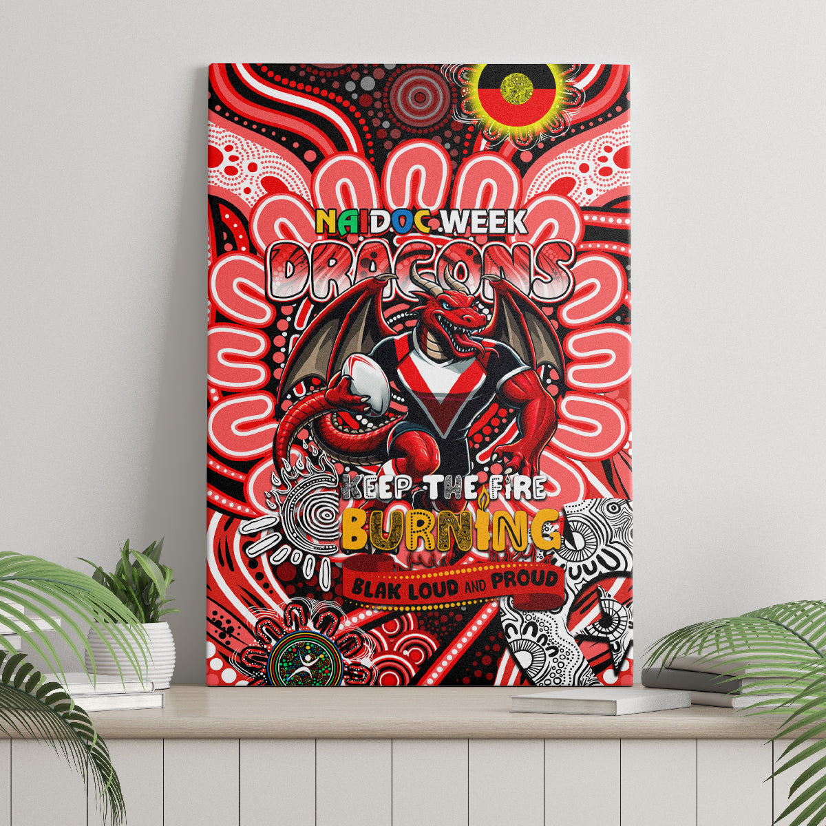 NAIDOC Week 2024 Dragons Canvas Wall Art Mascot Rugby