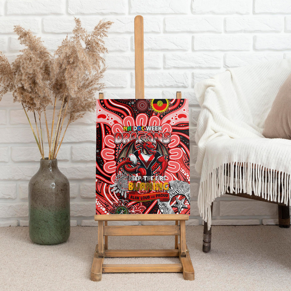 NAIDOC Week 2024 Dragons Canvas Wall Art Mascot Rugby