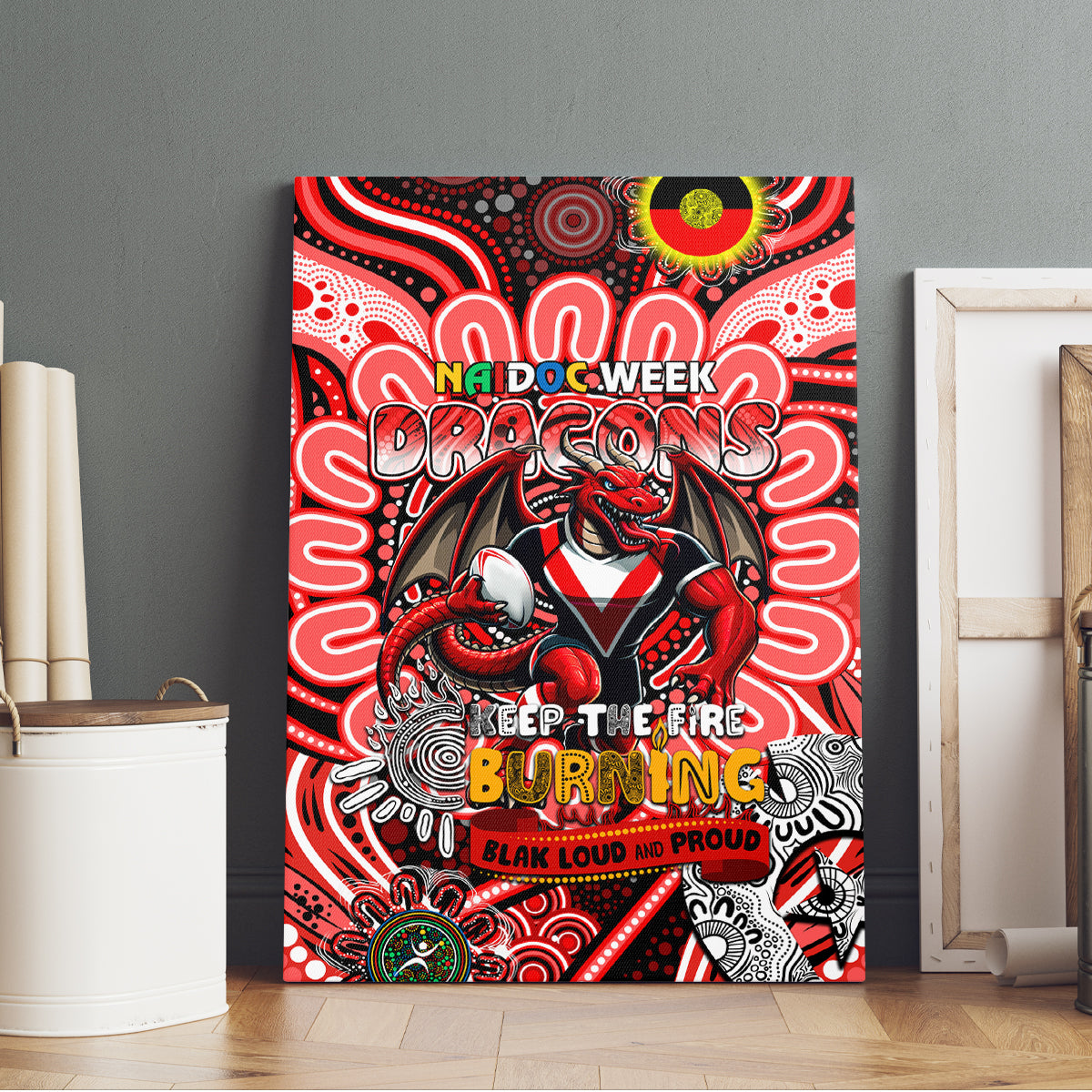 NAIDOC Week 2024 Dragons Canvas Wall Art Mascot Rugby