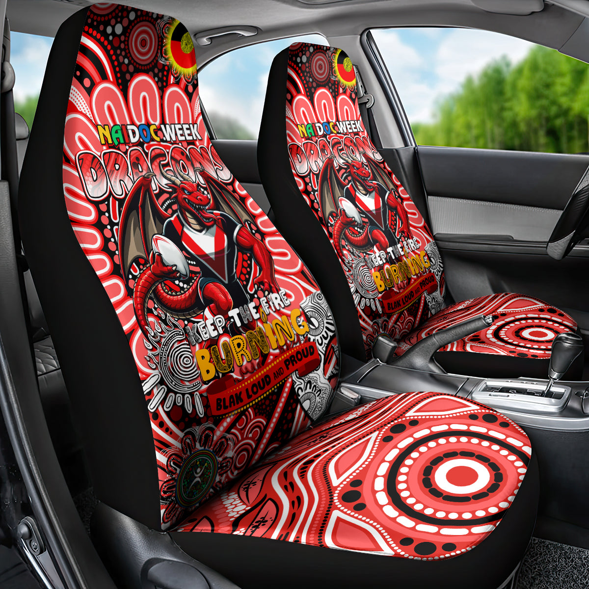 NAIDOC Week 2024 Dragons Car Seat Cover Mascot Rugby