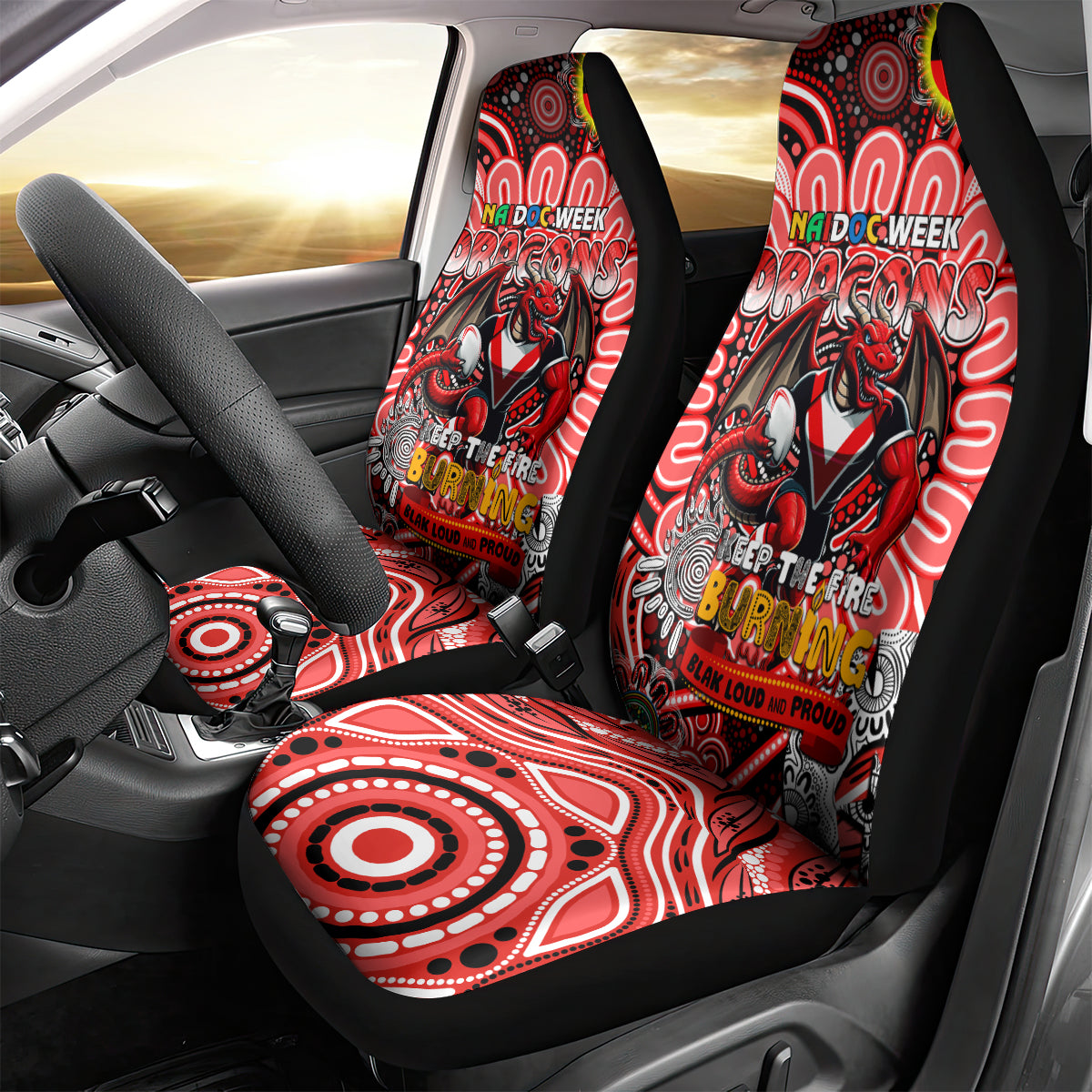 NAIDOC Week 2024 Dragons Car Seat Cover Mascot Rugby