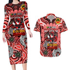 Custom NAIDOC Week 2024 Dragons Couples Matching Long Sleeve Bodycon Dress and Hawaiian Shirt Mascot Rugby