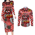 Custom NAIDOC Week 2024 Dragons Couples Matching Long Sleeve Bodycon Dress and Long Sleeve Button Shirt Mascot Rugby