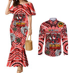 Custom NAIDOC Week 2024 Dragons Couples Matching Mermaid Dress and Long Sleeve Button Shirt Mascot Rugby
