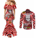 Custom NAIDOC Week 2024 Dragons Couples Matching Mermaid Dress and Long Sleeve Button Shirt Mascot Rugby