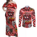 Custom NAIDOC Week 2024 Dragons Couples Matching Off Shoulder Maxi Dress and Long Sleeve Button Shirt Mascot Rugby
