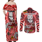 Custom NAIDOC Week 2024 Dragons Couples Matching Off Shoulder Maxi Dress and Long Sleeve Button Shirt Mascot Rugby