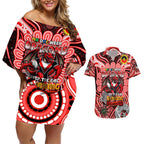 Custom NAIDOC Week 2024 Dragons Couples Matching Off Shoulder Short Dress and Hawaiian Shirt Mascot Rugby