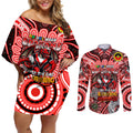 Custom NAIDOC Week 2024 Dragons Couples Matching Off Shoulder Short Dress and Long Sleeve Button Shirt Mascot Rugby