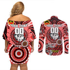 Custom NAIDOC Week 2024 Dragons Couples Matching Off Shoulder Short Dress and Long Sleeve Button Shirt Mascot Rugby