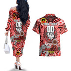 Custom NAIDOC Week 2024 Dragons Couples Matching Off The Shoulder Long Sleeve Dress and Hawaiian Shirt Mascot Rugby