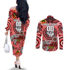 Custom NAIDOC Week 2024 Dragons Couples Matching Off The Shoulder Long Sleeve Dress and Long Sleeve Button Shirt Mascot Rugby