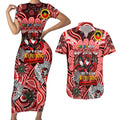 Custom NAIDOC Week 2024 Dragons Couples Matching Short Sleeve Bodycon Dress and Hawaiian Shirt Mascot Rugby
