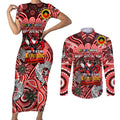 Custom NAIDOC Week 2024 Dragons Couples Matching Short Sleeve Bodycon Dress and Long Sleeve Button Shirt Mascot Rugby