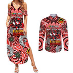 Custom NAIDOC Week 2024 Dragons Couples Matching Summer Maxi Dress and Long Sleeve Button Shirt Mascot Rugby