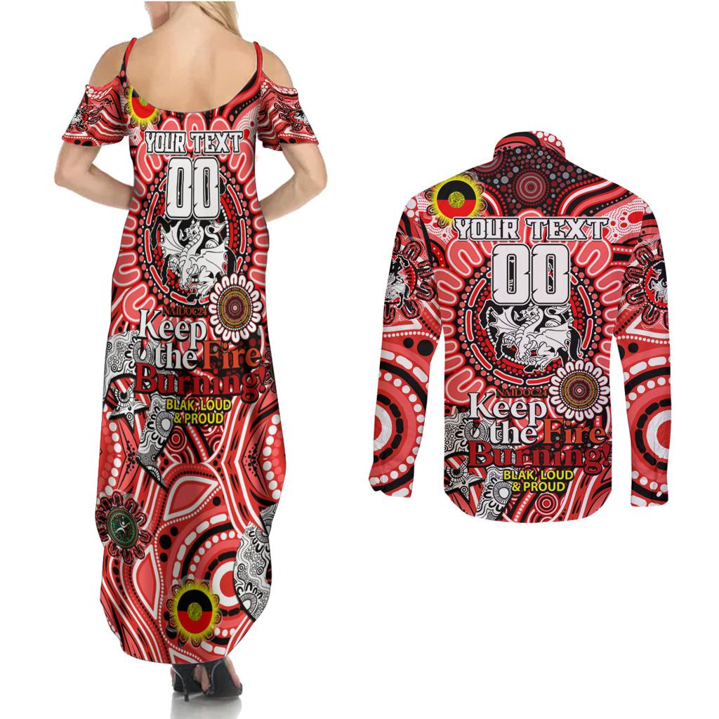 Custom NAIDOC Week 2024 Dragons Couples Matching Summer Maxi Dress and Long Sleeve Button Shirt Mascot Rugby