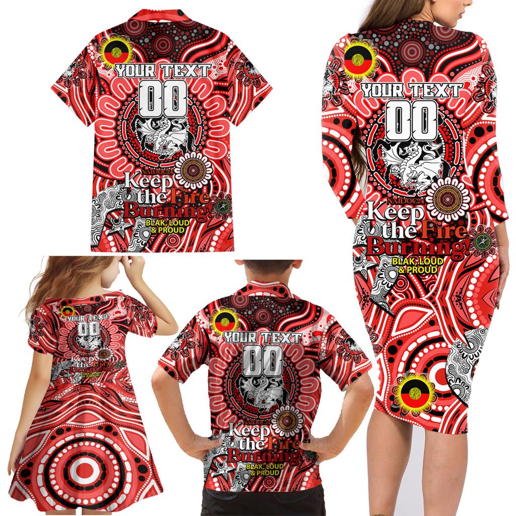 Custom NAIDOC Week 2024 Dragons Family Matching Long Sleeve Bodycon Dress and Hawaiian Shirt Mascot Rugby