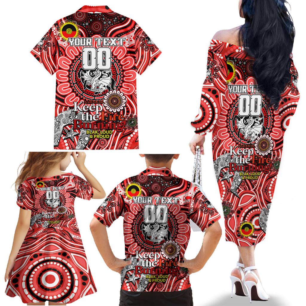 Custom NAIDOC Week 2024 Dragons Family Matching Off The Shoulder Long Sleeve Dress and Hawaiian Shirt Mascot Rugby