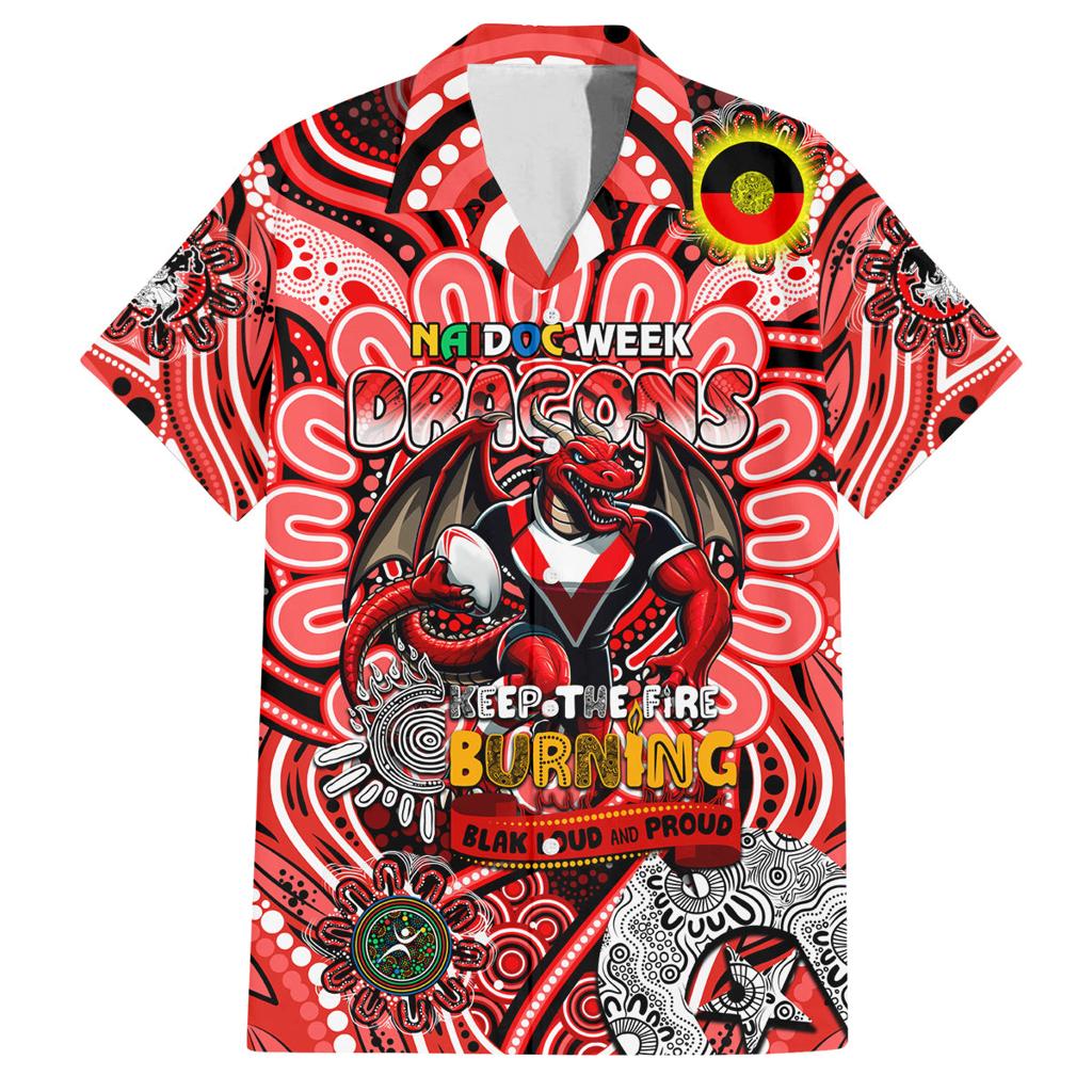 Custom NAIDOC Week 2024 Dragons Family Matching Off The Shoulder Long Sleeve Dress and Hawaiian Shirt Mascot Rugby